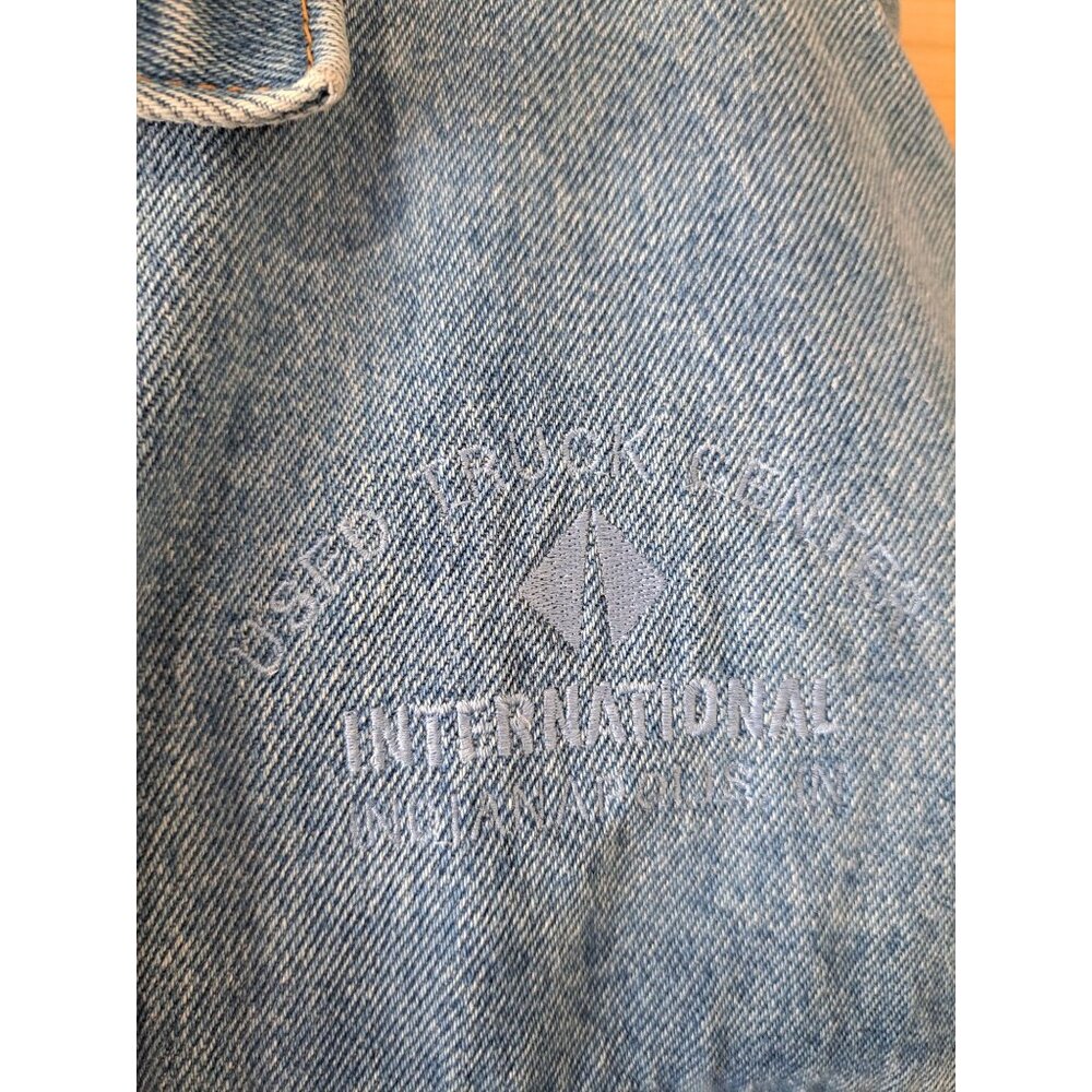 Vintage International Denim Jacket X-Large USA Cotton Embroidered Semi Trucker - Picture 4 of 13